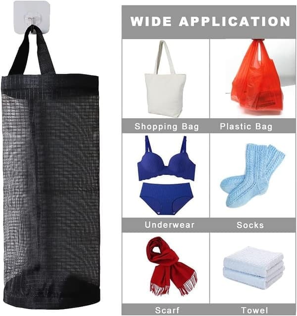 Plastpåsehållare 2-pack Nät Hängande Förvaringsdispenser (Gul 2-pack)