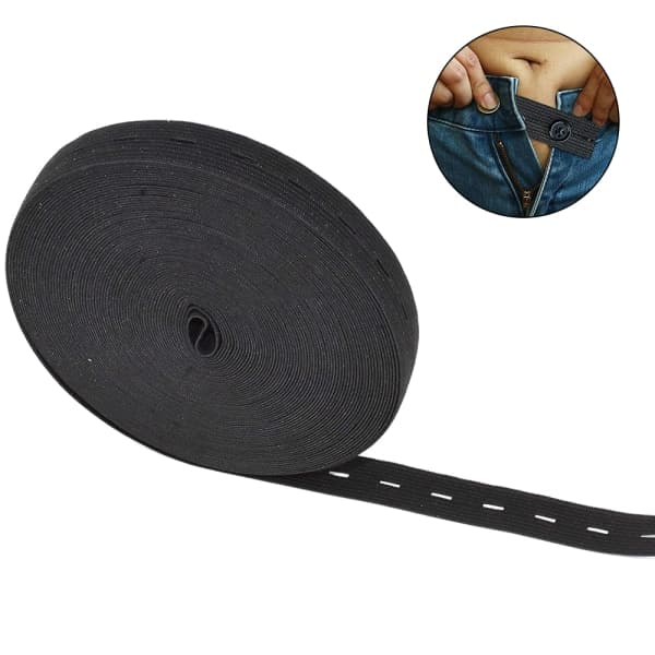 30mx 20mm elastikbånd med knappehul, hul elastik flad