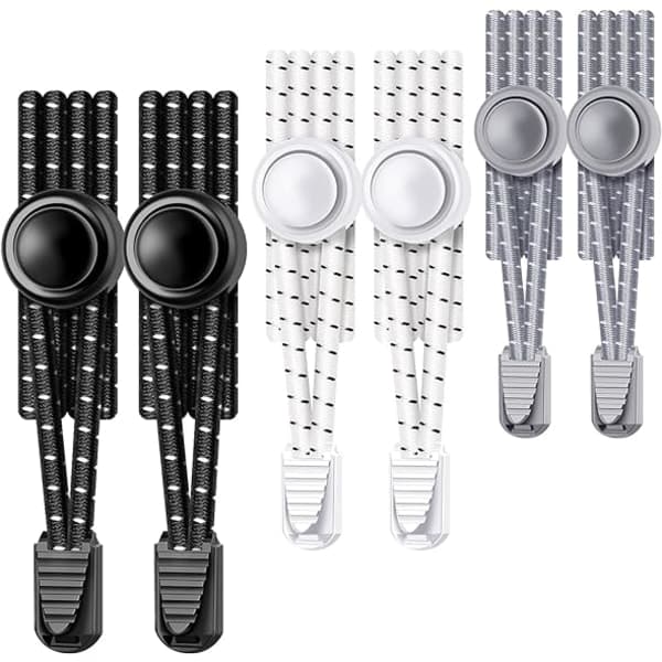 3 pakker sorte No Lacing snørebånd, elastiske snørebånd, én størrelse