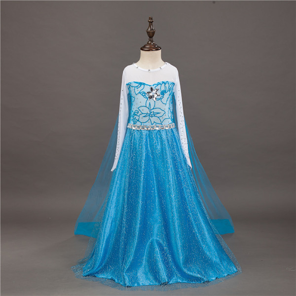Flickor Prinsessa Elsa Klänning Kostym Cosplay Födelsedagsfest Prinsessklänning Med Tillbehör 110cm