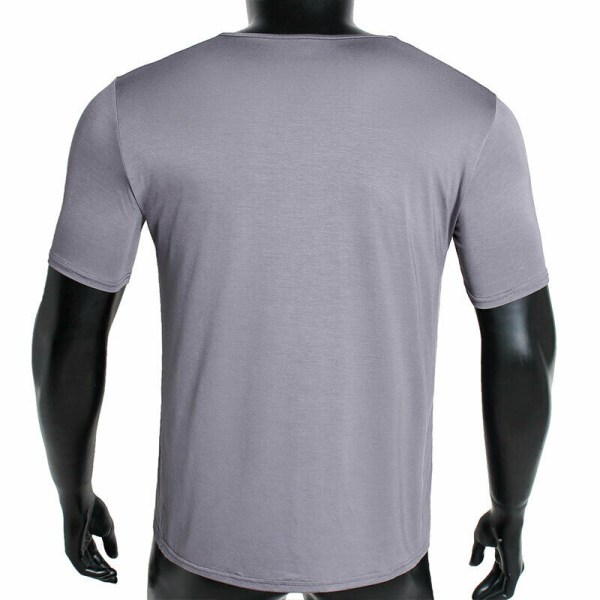 Mjuk kortärmad t-shirt för män Slim Fitness Sports Tee Toppar Black M