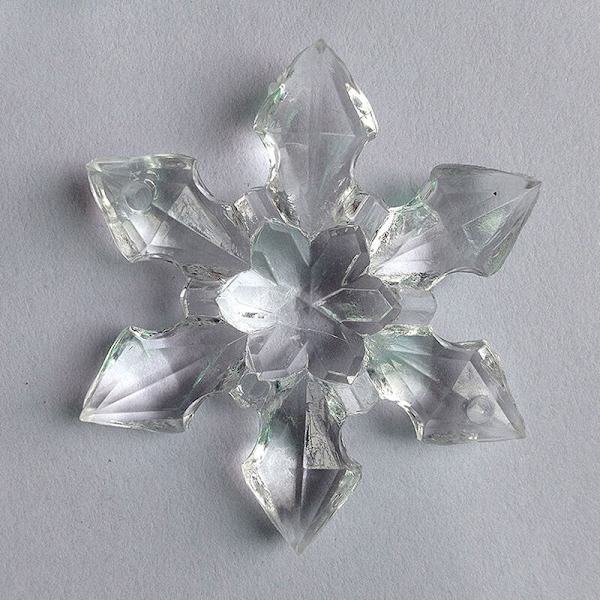 Klar snöflinga prydnad 3D kristall akryl julgran transparent dekor 4.7cm, 10PCS
