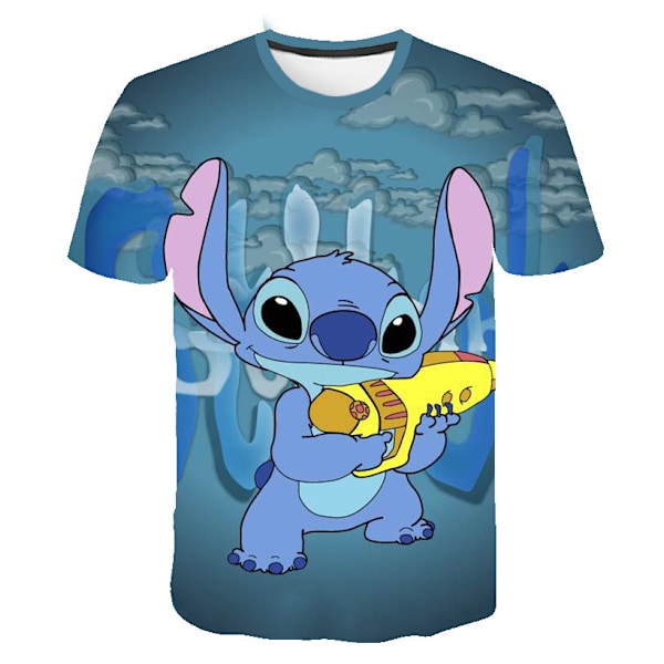 Barn Pojkar Flickor Lilo och Stitch Cartoon Basic Tee Kortärmad Rund Hals T-Shirt A 140cm