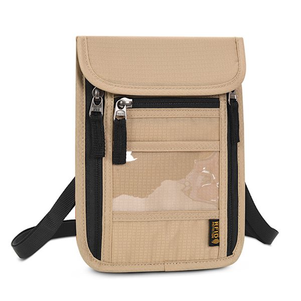 Unisex Multifunktionell Reseväska RFID-Blocker Pass Biljetthållare Väska Khaki
