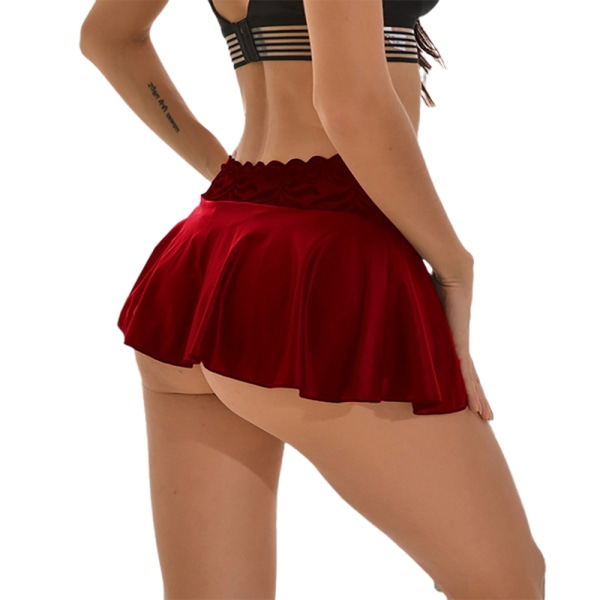 Damtrosor i massiv spets minikjol Shorts Sexiga underkläder red wine 2XL