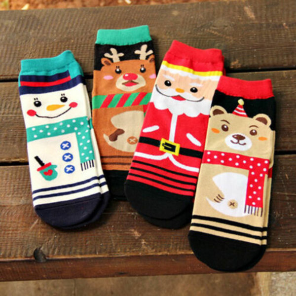 1/2/4/6 Julstrumpor med julmotiv Santa Claus 6 Pairs