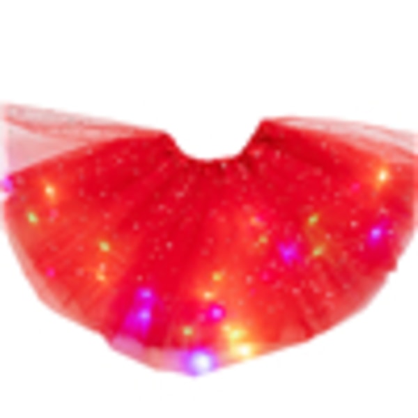Kids LED Tutu Kjol Fancy Dress Elastisk midja Korta tyllkjolar bright red