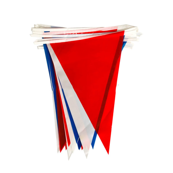 25 STK Röd Blå Vit Tyg Bunting Triangel Flaggor för Kung Charles III kröning