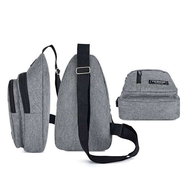 Män Bröstväska Pack Casual Dubbellager Dragkedja Shoulder Sling Ryggsäck Cross Body Väskor Gray