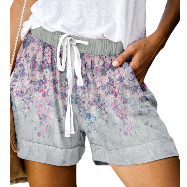 Printed spets-shorts med vida ben Casual All-match byxor Gray 3XL