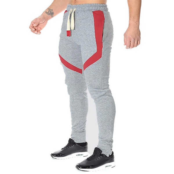 Sweatbyxor med dragsko för herr Träningsoverall Fitness Gym Byxor Grey & Red 3XL