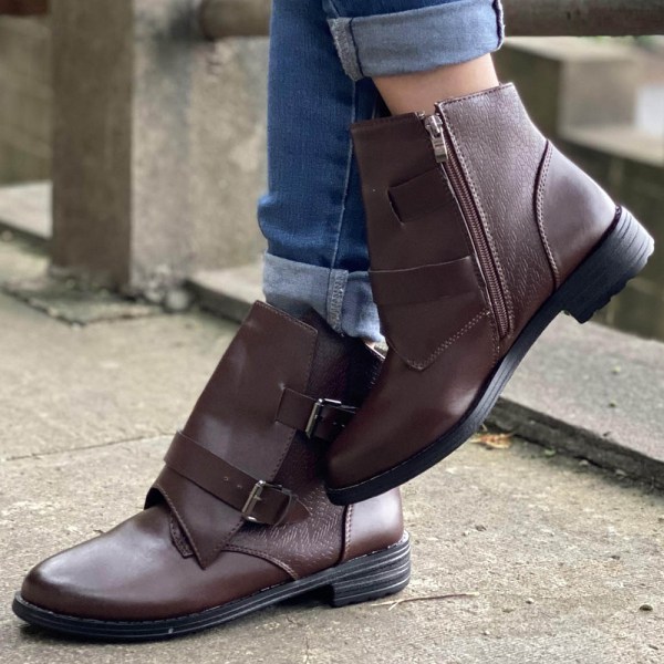 Vinter Dam Dam Zip Up Ankel Booties Booties Cowgirl Skor Coffee 37