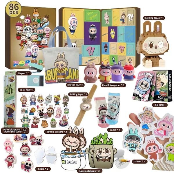 2024 Julkalender med Nedräkning Labubu Sanrio Leksakstillbehör för Barn Flickor Kalenderpresent Blind Box (Totalt 86 st)