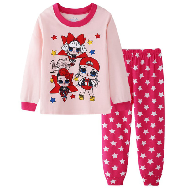 Barnflickors Pyjamas Långärmad Toppar Byxor 2PCS Set Nattkläder B 100cm