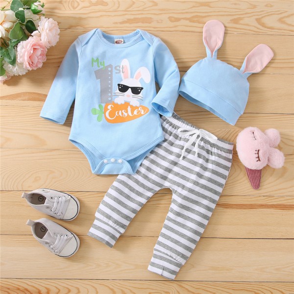 Min första påskoutfit - Spädbarns kanin romper byxor hatt outfit set 0-3M