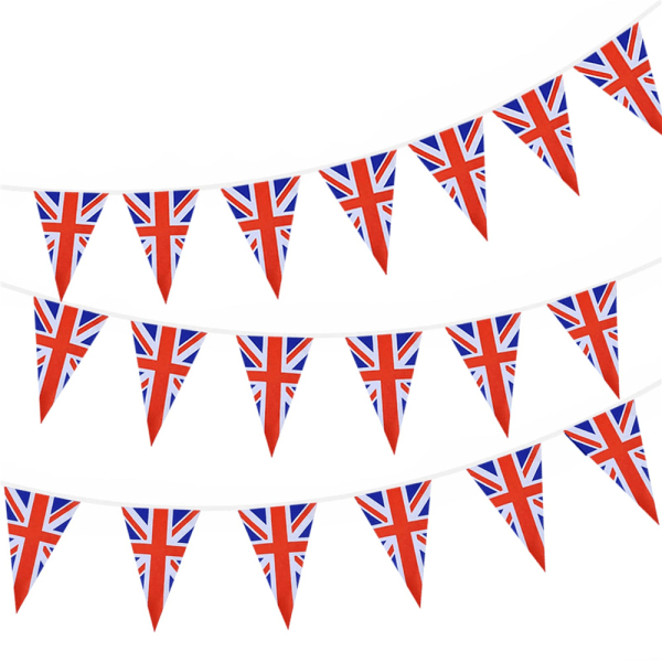Brittiska triangulära banderoller 30 st Bunting Flaggor för Coronation Street Party Dekoration
