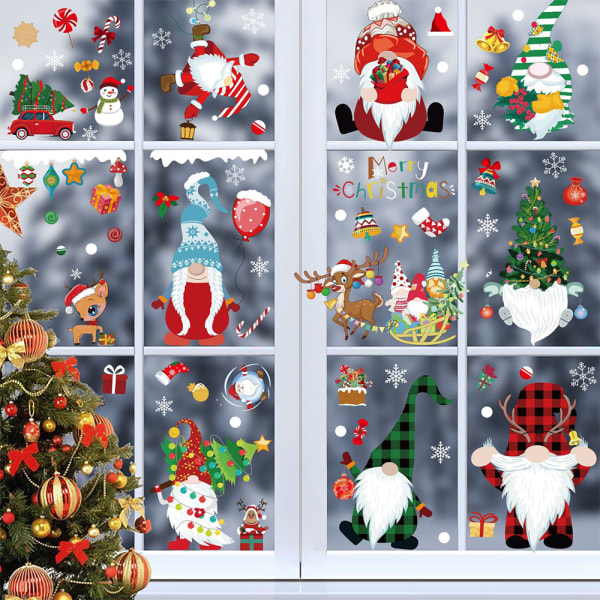 Juldekoration Gör-det-själv-julfönsterklistermärken Återanvändbara  julväggklistermärken Julglas Vinyl Avtagbara väggmålningar Dörrdekorerade  Jul Hom e339
