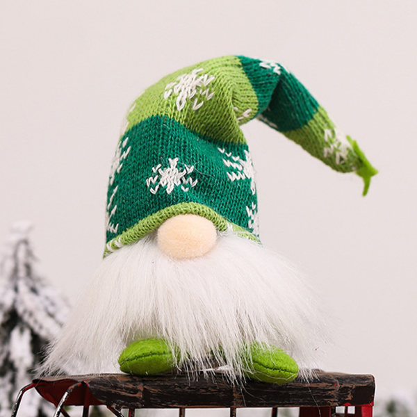 Jultomte i plysch med lampa för juldekoration green