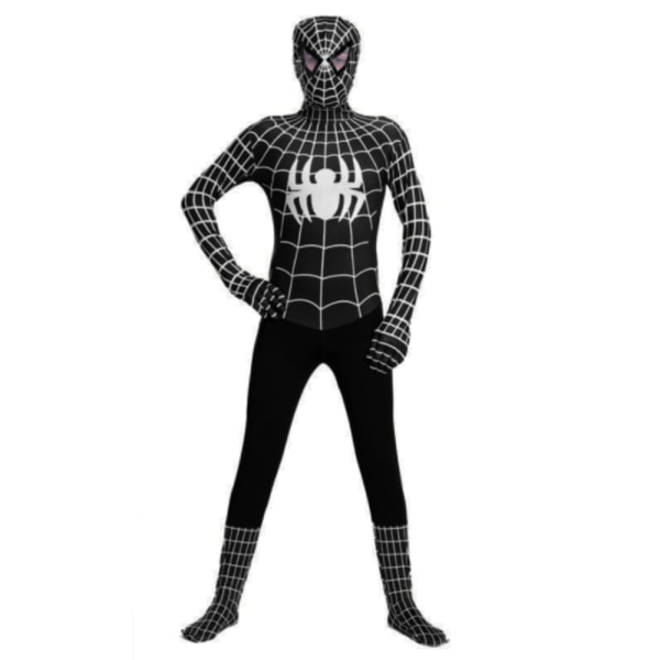 Halloween-kostym Anime Black Spider Spider-man Jumpsuit-kostym 110-120cm
