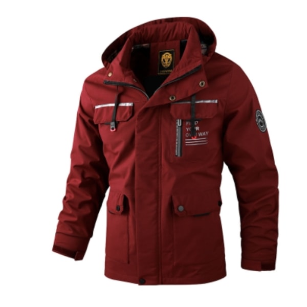 Herrar Vinterjackor, Herrjacka Medellång Casual Utomhus Huvad Plus Storlek Jacka Vinterkläder Herrjackor Casual Snygg Red 4XL