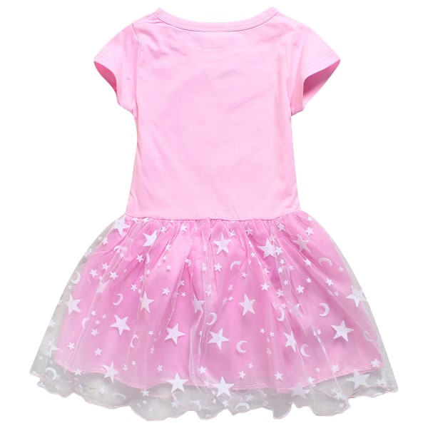 Flickor Prinsessa Stitch Tutu Klänningar Kortärmade Klänningar Barn Födelsedag Jul Fest Balklänning Pink 110cm