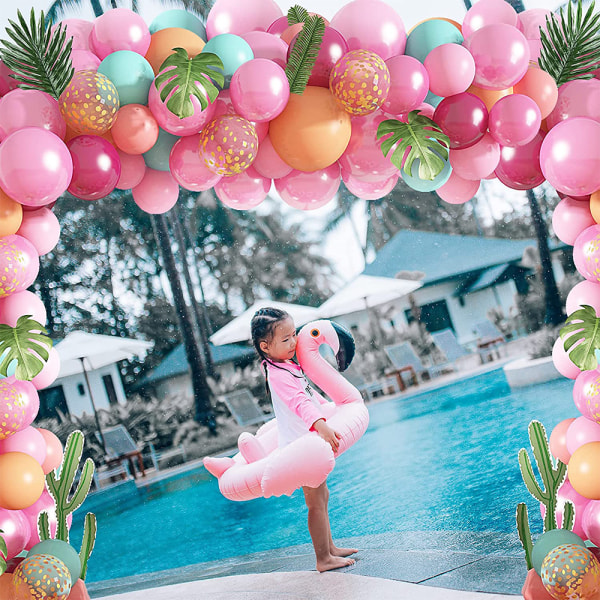 Hawaiian Tropical Party Decorations Supplies Flamingo Hot Pink Confetti Balloons
