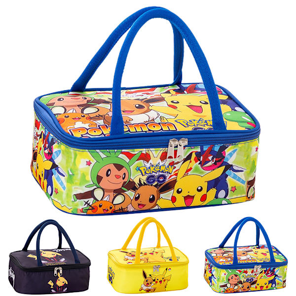 Multifunktionell Lunchlåda Lunchväska, Bärbar Pikachu Återanvändbar Lunch Tote Blue