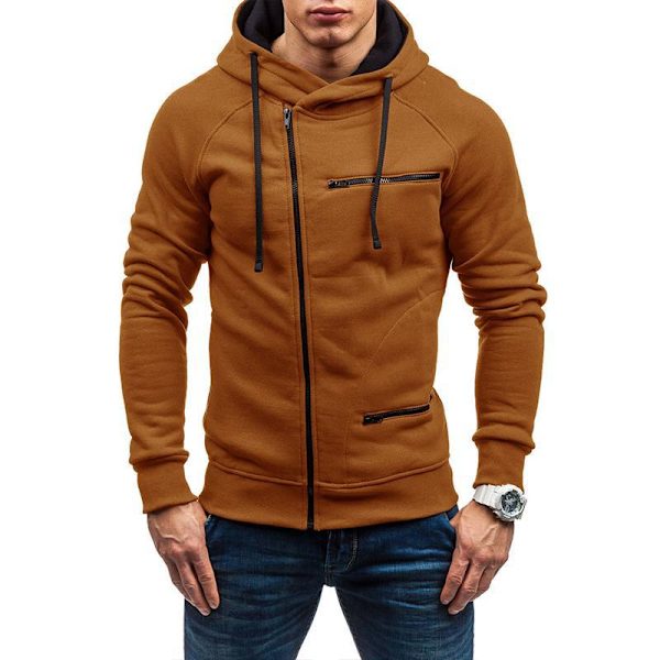 Herr jacquard dragkedja huvtröja cardigan tröja casual utomhus Camel 3XL