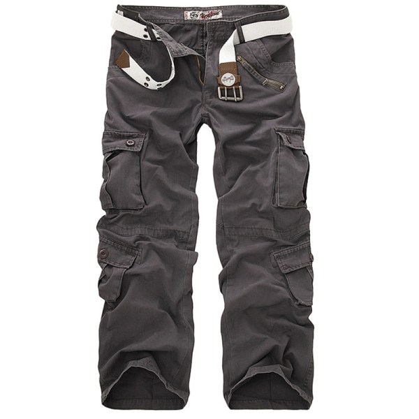 Spring Autumn Army Tactical Pants med multi fickor light grey 32