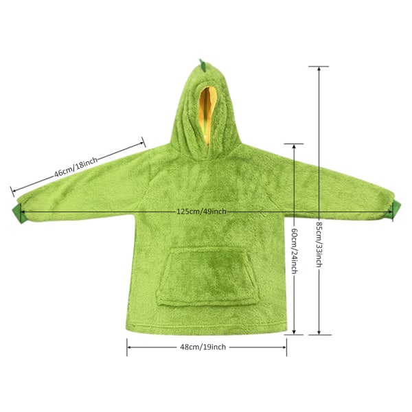 Barn Hoodie filt Överdimensionerad plysch Sherpa fleece tröja green