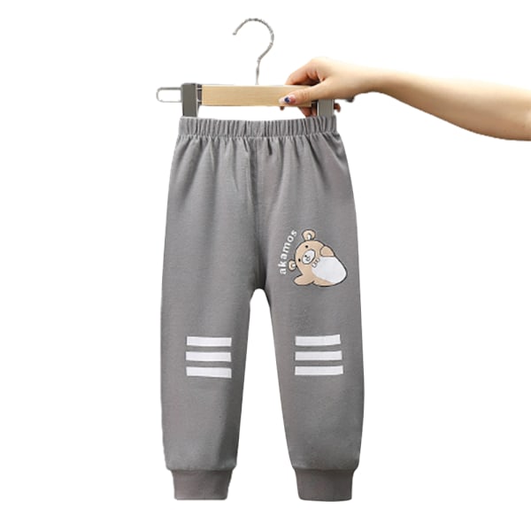 Unisex Joggingbyxor för Småbarn Barn Bomull Elastisk Midja Vinter Baby Sweatpants Byxor Grey 90cm