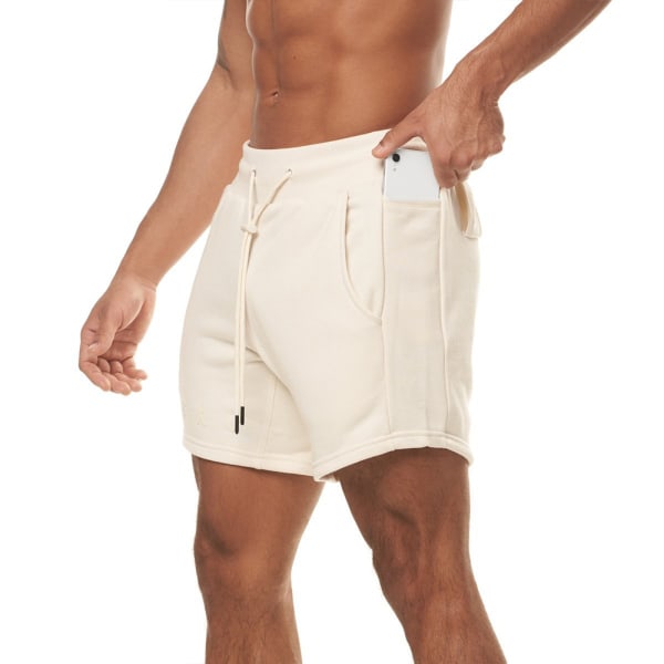 Enfärgade sportshorts för män med casual White XL