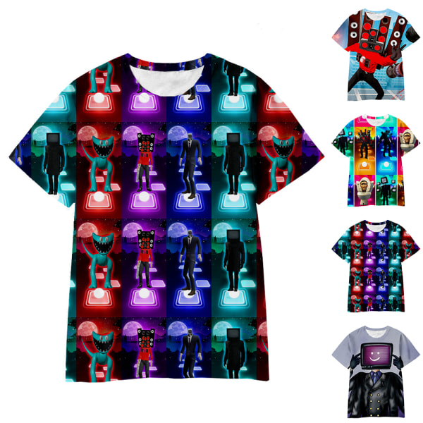 Barn Pojkar Flickor Skibidi Toalett Grafiskt print Kortärmad T-shirt Casual Top Tee A 7-8 Years