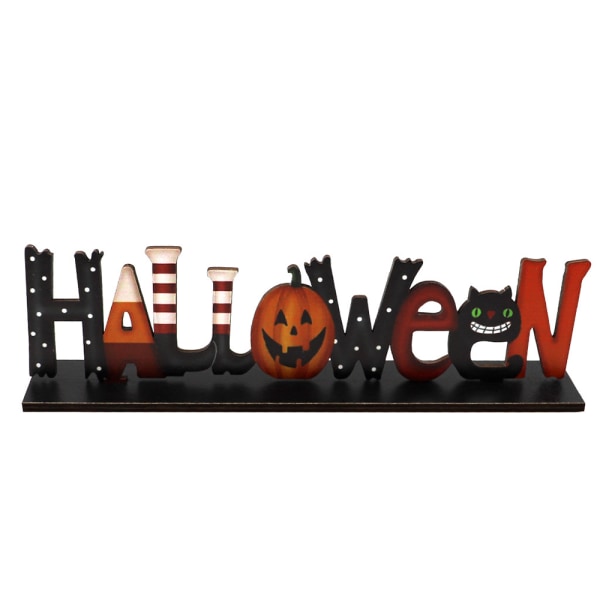 Halloween pumpa trä prydnad dekoration bokstäver bord dekor