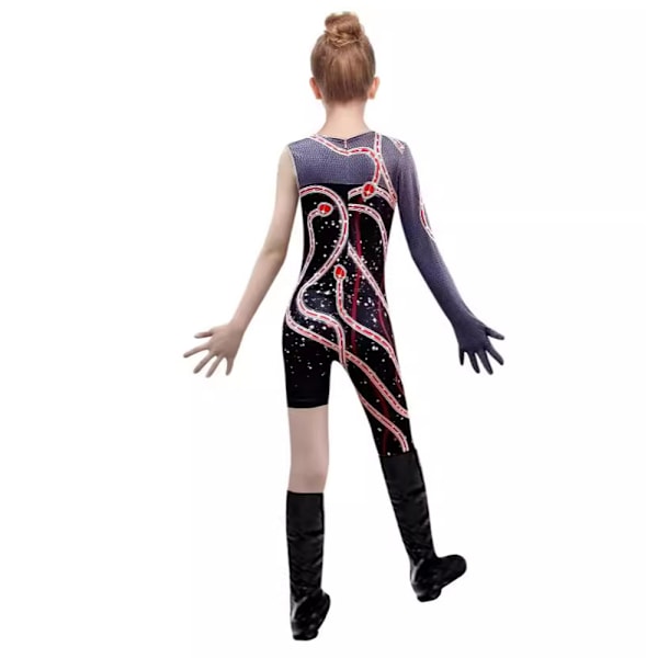 Flickors Glitterdräkt Kostym Lilla Barn Sångare Konsert Body Snake Cosplay Jumpsuit 140cm