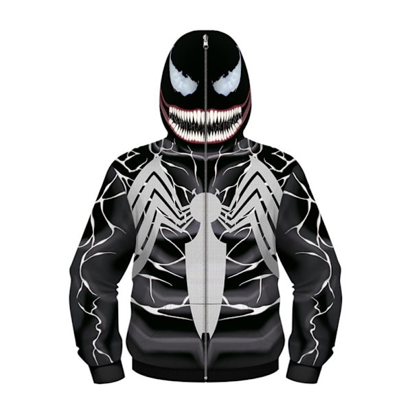 Marvel-tema Hoodie Jacka Barn Barn Pojkar 3d Print Dragkedja Huvtröja Casual Ytterkläder Black White XS