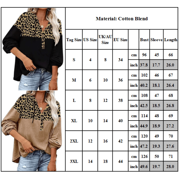 Casual tröja med print för kvinnor khaki L