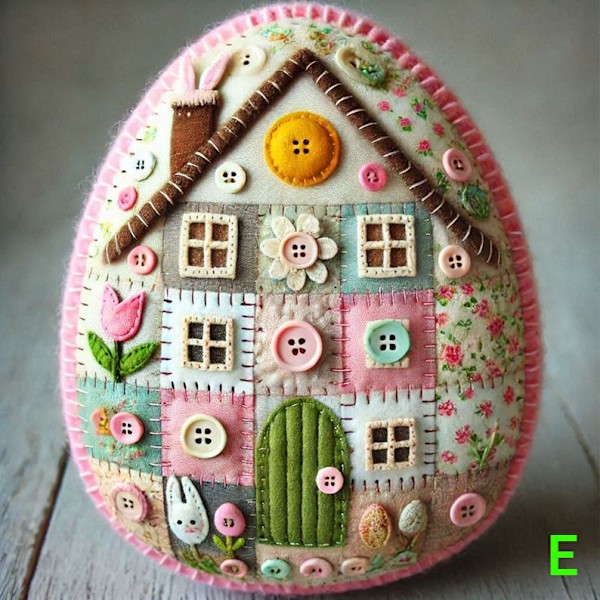 Patchwork Filt Ägghus DIY Kit - Påskpyssel, Broderade Filt Påskägg Kit, Påskpyssel för Barn, Påskhare Ornament E