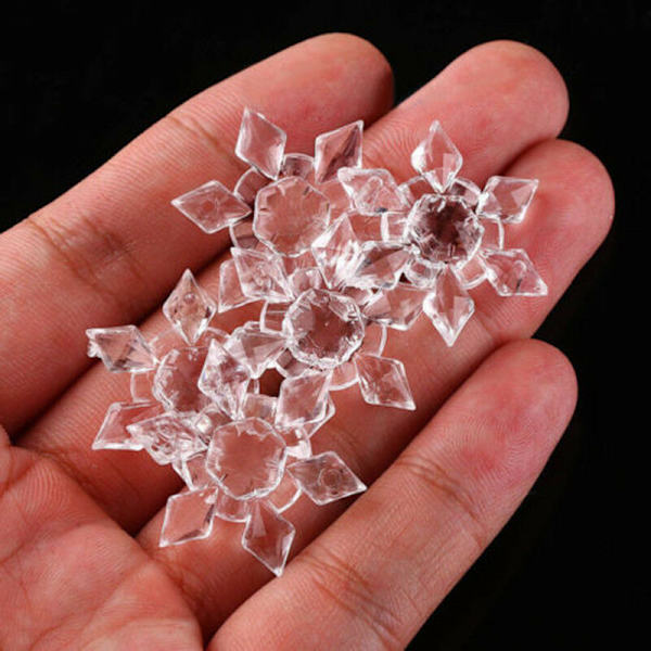 Klar snöflinga prydnad 3D kristall akryl julgran transparent dekor 4.7cm, 10PCS