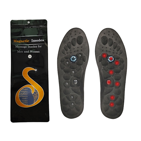 Akusoli Acupoint Pressure Insole, Akusoli Stress Insole, Akusoli Magnetic Finger Pressure Insole för kvinnor Black L