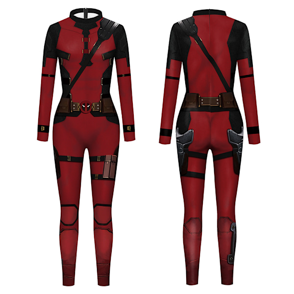 Män Deadpool 3 Wolverine Jumpsuit Bodysuit Cosplay Kostym Halloween Dräkt Outfit Red 2XL