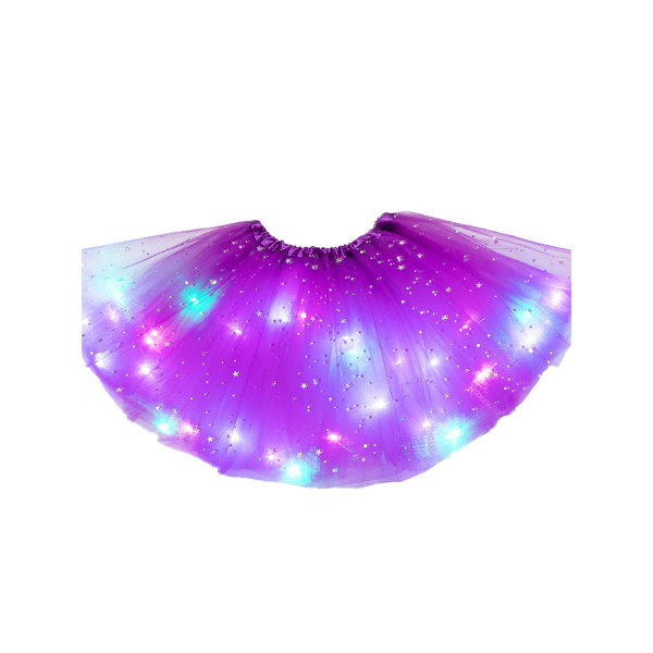 Kids LED Tutu Kjol Fancy Dress Elastisk midja Korta tyllkjolar deep purple
