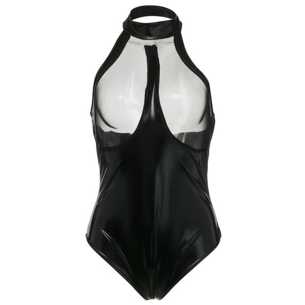 3PCS Lackläder Sexig Bodysuit Bekväm Andningsbar Kvinnor Black(3PCS) L