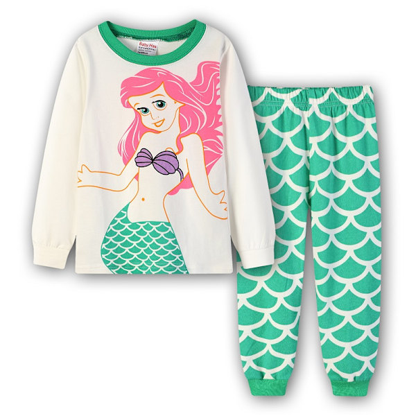 Frozen Prinsessa Småbarn Flickor Pyjamas Bomull Pjs för Pojke Nattkläder Långärmad Söt Tecknad Sovkläder Byxor Set #4 90cm