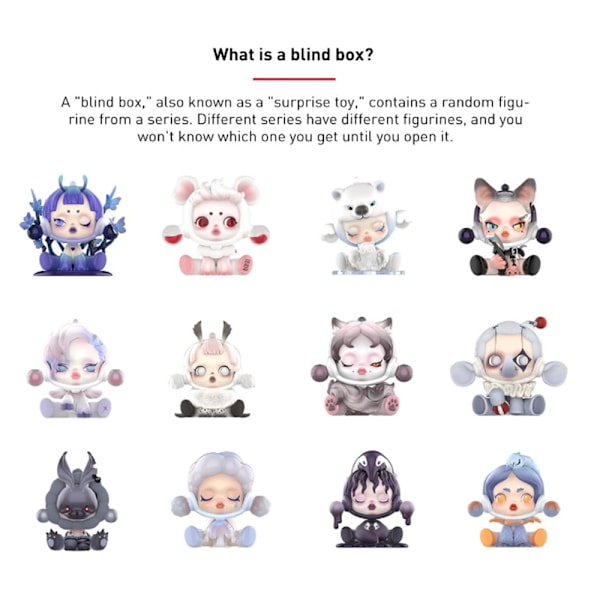 Pop Mart Labubu The Monsters Skullpanda Ancient Castle Series Labubu Blind Box Samlarfigur Slumpmässig Samlarobjekt Kreativ Gåva (1 Blind Box, 9cm)