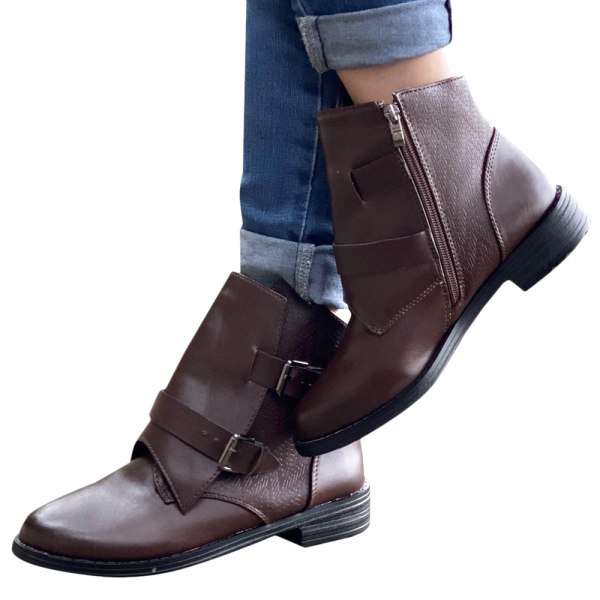 Vinter Dam Dam Zip Up Ankel Booties Booties Cowgirl Skor Coffee 37