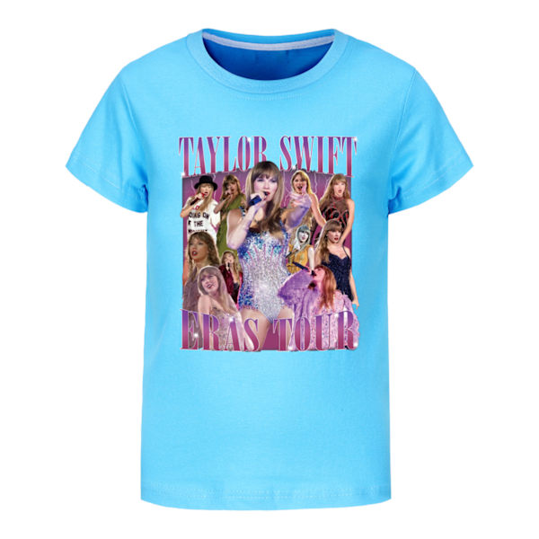 Taylor Swiftie Pojkar Atletiska Tecknade Tröjor Toppar Sommar Kortärmad Snabbtorkande Aktiva T-shirts för Barn Tonåringar Light Blue 160cm