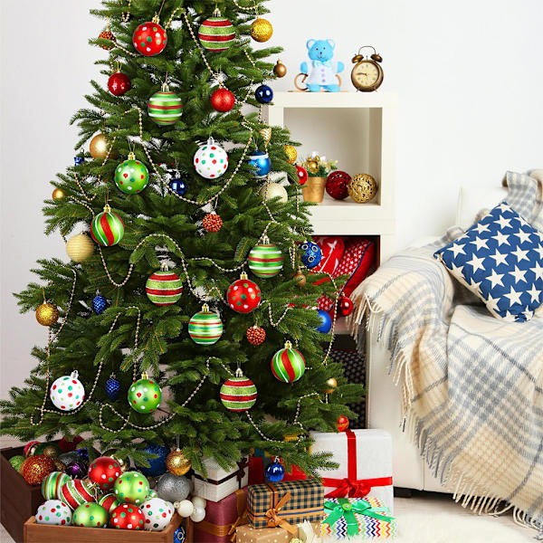 12 st julgranskulor 2,4 tum Glittrande Plast Hängande Dekorationer Osplitterliga Swirl Candy Cane Kulor Julgranshängen 12PCS