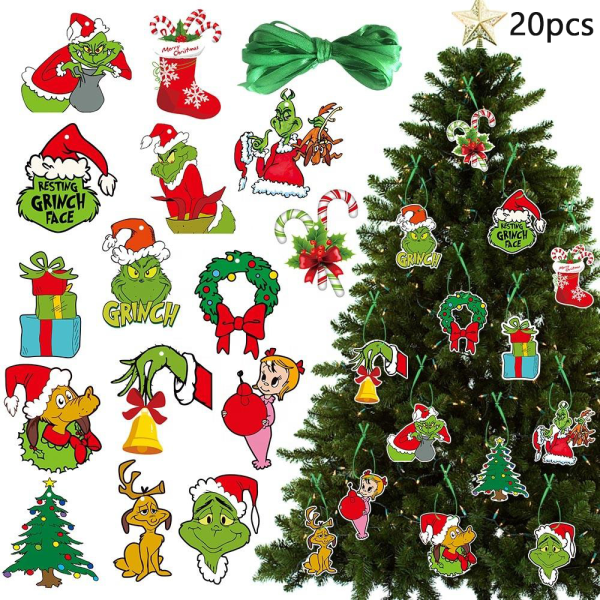 20 st Grinch julgranshängande dekorationer julgransdekorationer