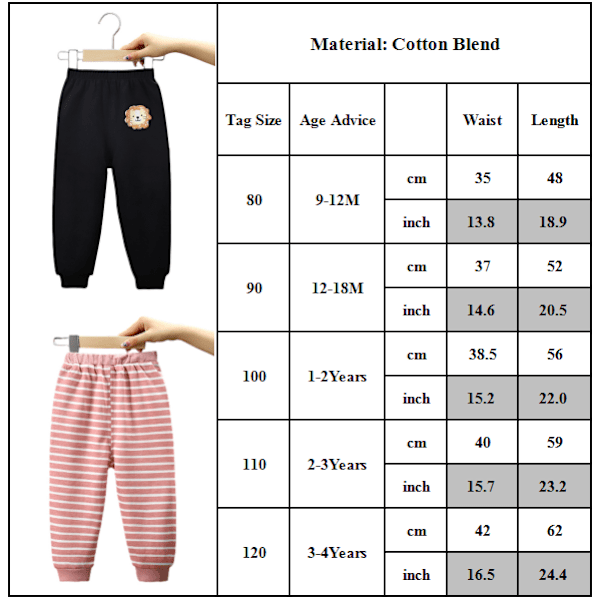 Unisex Joggingbyxor för Småbarn Barn Bomull Elastisk Midja Vinter Baby Sweatpants Byxor Green 100cm